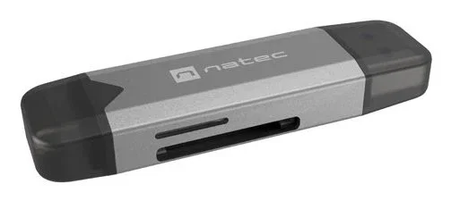 Natec Lector de Tarjetas USB 3.1 Gen 1 NCZ-2262 para SD/MicroSD/SDHC/SDXC hasta 5000 Mbit/s con Puertos USB-A y USB-C