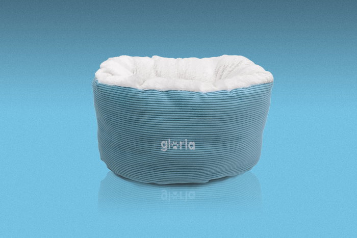 Gloria Cama Donut Capileira 40x23 cm Azul para Mascotas con Relleno Reciclado y Base Antideslizante Lavable a Máquina