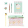 ERIK Set Papeleria Foodie Collection Pusheen Cuaderno A5, Subrayador, Bolígrafo, Lápiz, Sacapuntas, Clips y Estuche