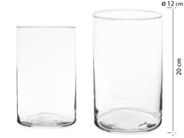 GIFTDECOR Jarrón de Cristal Cilindro Transparente 12cm x 20cm