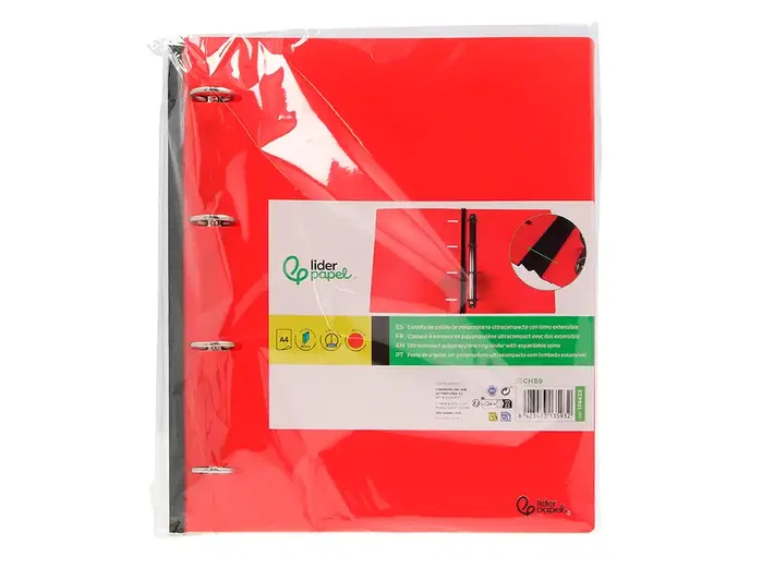 Liderpapel Carpeta de 4 anillas redondas 25 mm Rojo Liderpapel Carpeta de 4 anillas redondas 25 mm Rojo