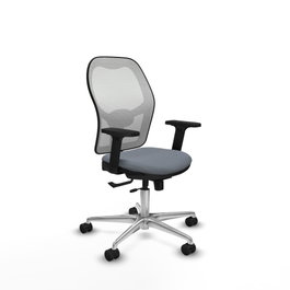 PIQUERAS Y CRESPO Silla de oficina Jorquera con mecanismo Sincro/Traslack, Gris y Blanco