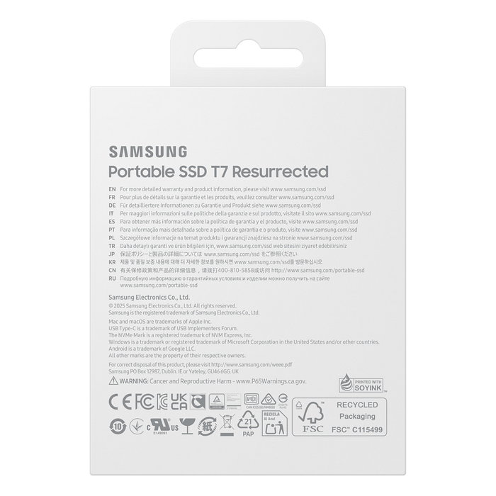 SAMSUNG Portable SSD T7 1TB USB-C 3.2 Gen 2 (10 Gbps) Externo Aluminio Plata - MU-PD1T0G/WW