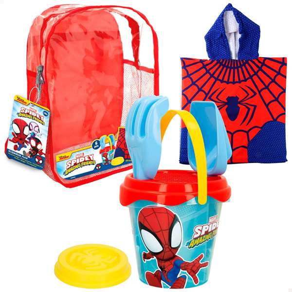 Color Baby Set Mochila Cubo Playa Spidey con 7 Accesorios y Poncho Color Baby Set Mochila Cubo Playa Spidey con 7 Accesorios y Poncho