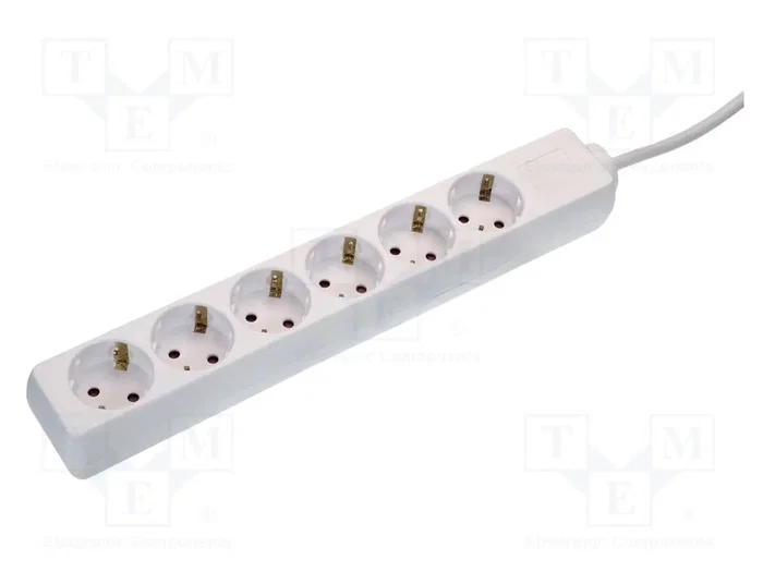 as-Schwabe Regleta de 6 tomas con cable de 3,0 m, blanco as-Schwabe Regleta de 6 tomas con cable de 3,0 m, blanco