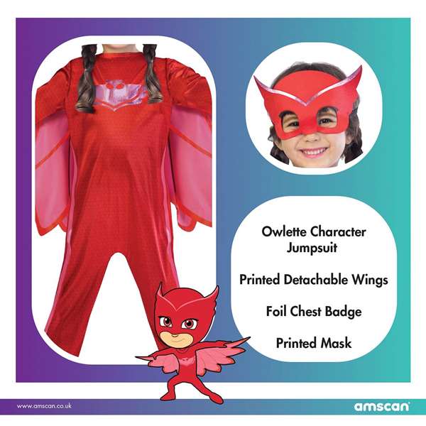 Pj Masks Disfraz Owlette Roja Talla 2-3 Años