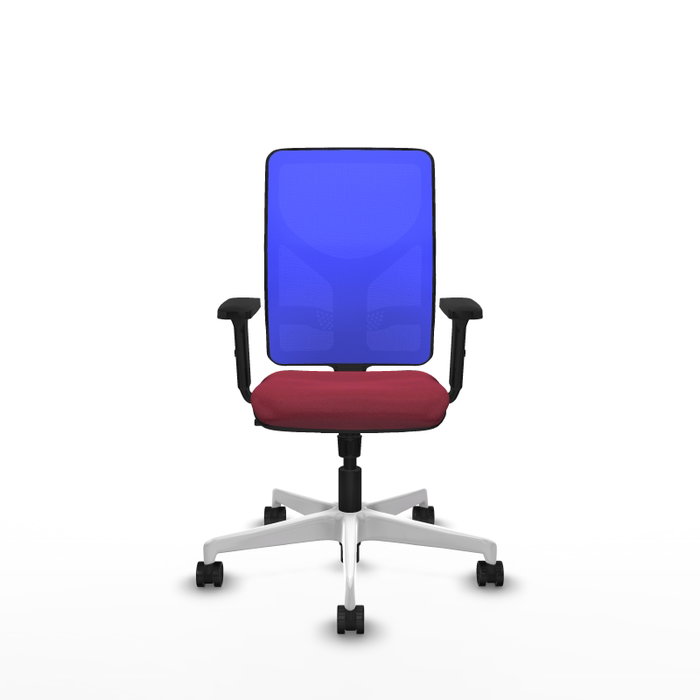 PIQUERAS Y CRESPO Silla de oficina Motilla con mecanismo Sincro, Tela Granate y Malla Azul