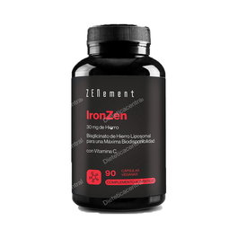 ZENEMENT Ironzen Hierro con Vitamina C 90 Cápsulas - Microcápsulas Lipofer, Sabor Mejorado Sin Metálico, Vegano, Sin Gluten