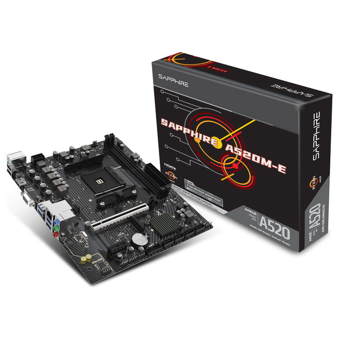 Sapphire A520M-E Mainboard Socket AM4 - Placa base compatible con procesadores AMD Ryzen