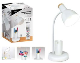 POESSA Lámpara de sobremesa enchufable flexible con cubilete blanco