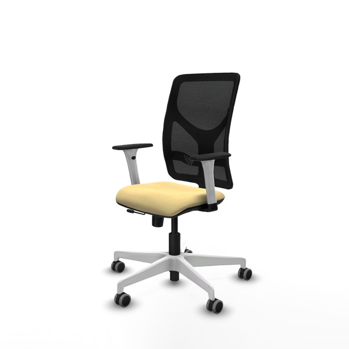 PIQUERAS Y CRESPO Silla de oficina Motilla con mecanismo Sincro/Traslack, Crema y Negro