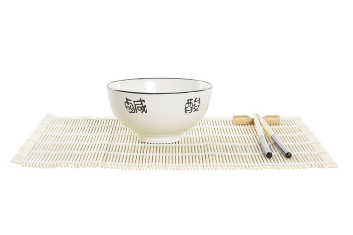 DKD Home Decor Sushi Set 16 Piezas Bambú y Gres Blanco y Negro DKD Home Decor Sushi Set 16 Piezas Bambú y Gres Blanco y Negro