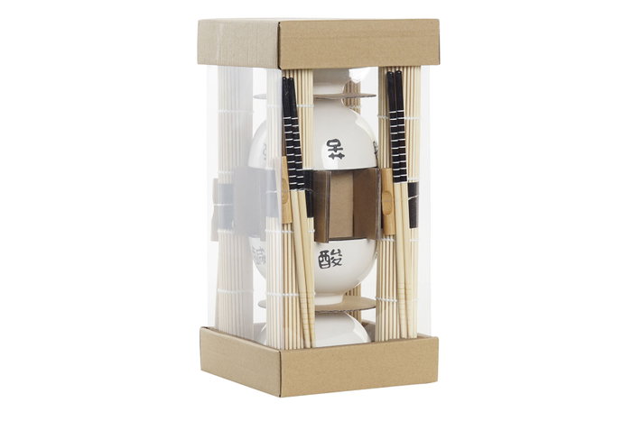 DKD Home Decor Sushi Set 16 Piezas Bambú y Gres Blanco y Negro DKD Home Decor Sushi Set 16 Piezas Bambú y Gres Blanco y Negro