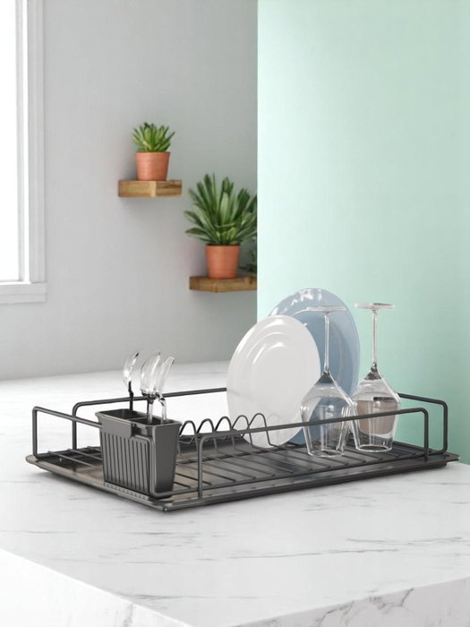 Hermia Escurreplatos SM010-B, 100% Metal, Negro, 35,5 x 29,5 x 9,5 cm