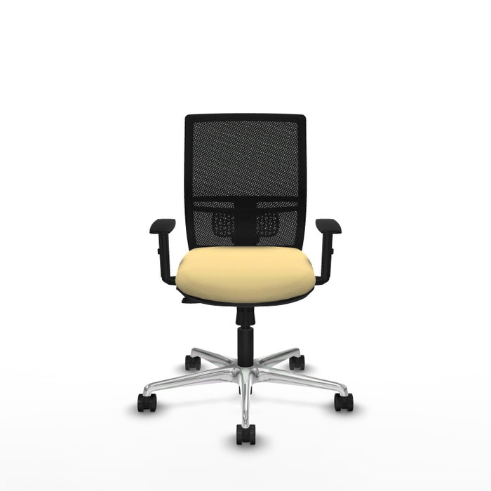 PIQUERAS Y CRESPO Silla de oficina Yunquera con mecanismo Sincro/Traslack, Crema y Negro