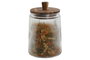 DKD Home Decor Set de 3 Botes de Cristal y Acacia