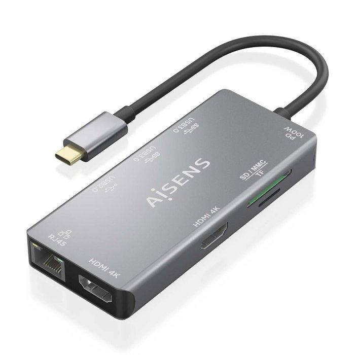Aisens USB-C Dock 9 en 1 Gris ASUC-9P018-GR Aisens USB-C Dock 9 en 1 Gris ASUC-9P018-GR