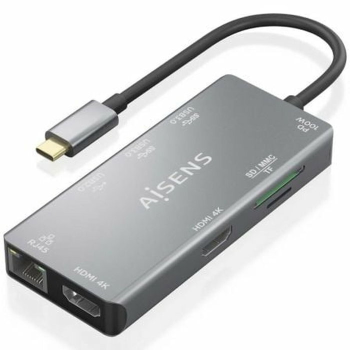 Aisens USB-C Dock 9 en 1 Gris ASUC-9P018-GR Aisens USB-C Dock 9 en 1 Gris ASUC-9P018-GR