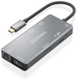 Aisens USB-C Dock 9 en 1 con 2xHDMI, RJ45 y PD, Gris