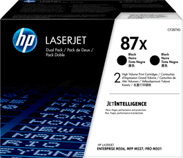 HP Toner Negro 87X / CF287XL, Negro, Paquete Doble XL, Alta Capacidad para Impresoras HP LaserJet, Productividad Profesional