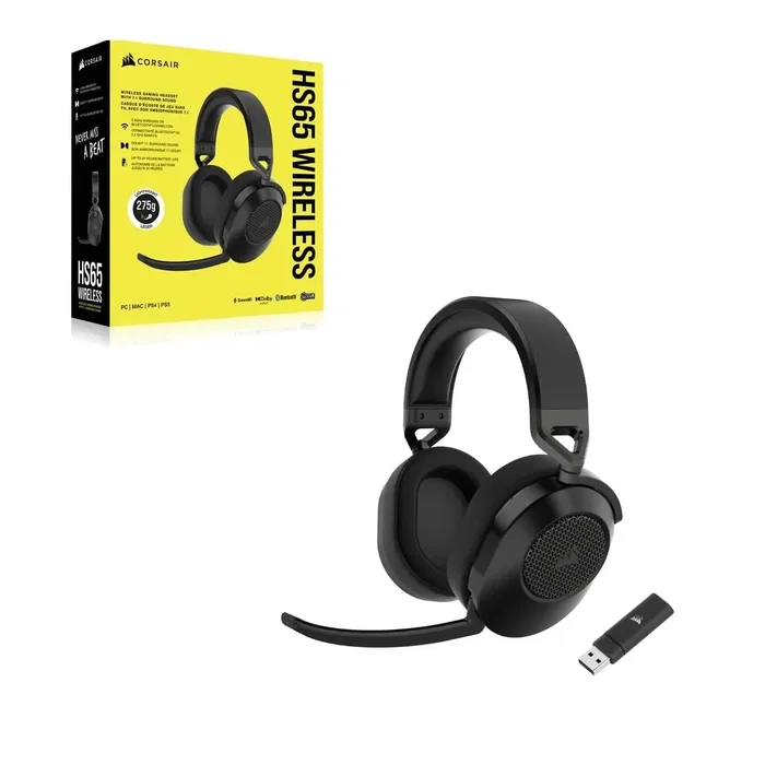 Corsair HS65 Wireless Auriculares Gaming Inalámbricos Bluetooth 7.1 Surround Negro 24h Batería CA-9011285-EU2