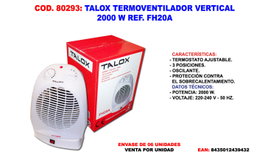 TALOX Termoventilador Oscilante Vertical FH20A 2000W