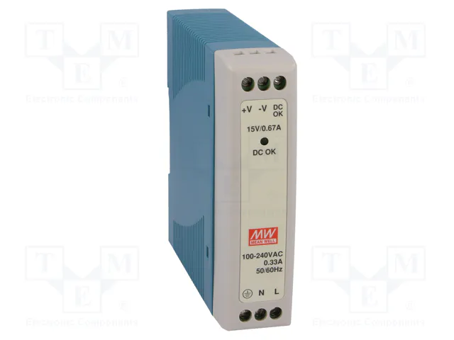 MEAN WELL MDR-10-15 10W 15VDC para carril DIN MEAN WELL MDR-10-15 10W 15VDC para carril DIN