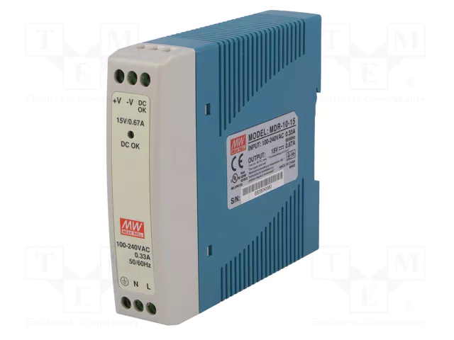 MEAN WELL MDR-10-15 10W 15VDC para carril DIN MEAN WELL MDR-10-15 10W 15VDC para carril DIN