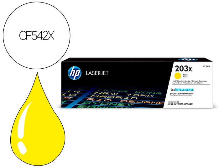 HP Cartucho de tóner Original 203X Amarillo CF542X Alta Capacidad (XL) 2500 Páginas