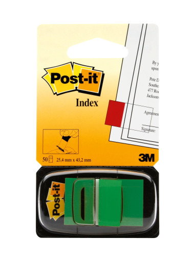 Post-It Banderitas Index 680-3 Verde con Dispensador