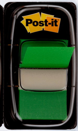 Post-It Banderitas Index 680-3 Verde con Dispensador