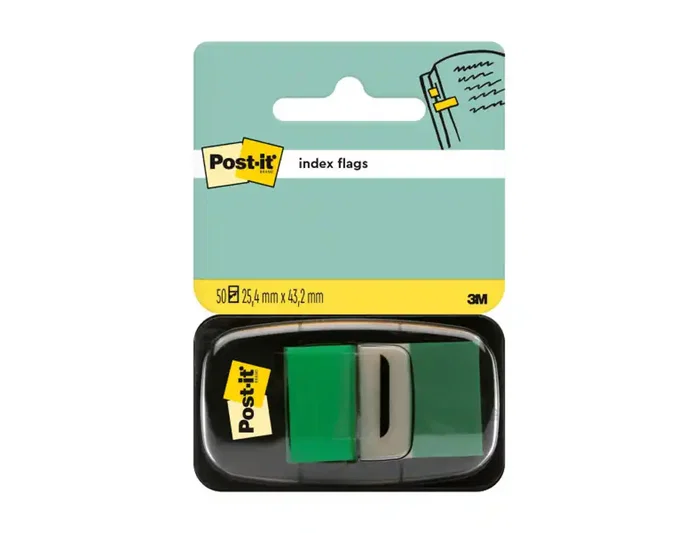 Post-It Banderitas Index 680-3 Verde con Dispensador Post-It Banderitas Index 680-3 Verde con Dispensador