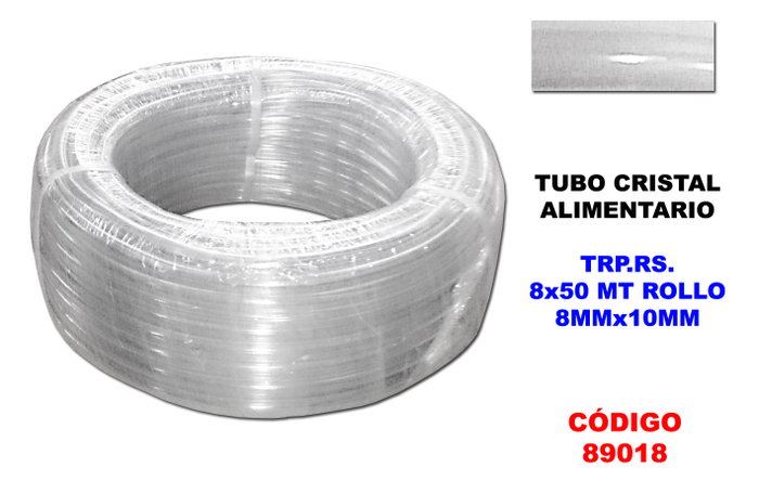 Tubo de manguera cristal alimentario TRP.RS 8 x 10 mm 50 mt Tubo de manguera cristal alimentario TRP.RS 8 x 10 mm 50 mt