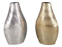DKD Home Decor Set de 2 Jarrones de Aluminio Rayado LUMARO