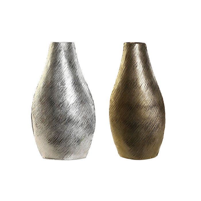 DKD Home Decor Set de 2 Jarrones de Aluminio Rayado LUMARO