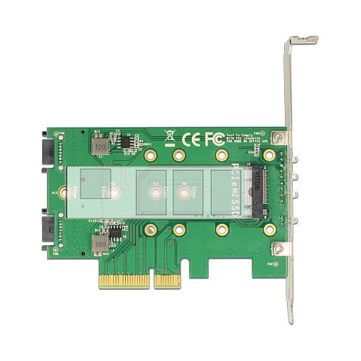 DeLOCK 89518 Tarjeta PCIe Express de Expansión con 3 Slots M.2 SATA, Formato Low Profile, Compatible con Windows y Linux