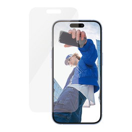 PanzerGlass Protector de Pantalla de Vidrio Templado para Apple iPhone 16 15 Classic Fit, 0.65 mm, Resistente a Golpes y Rayones, Aplicación en Seco, Incluye Kit de Limpieza