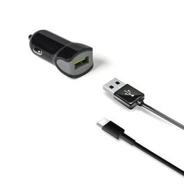 Celly Cargador de Coche USB + Cable USB-C 12W Negro