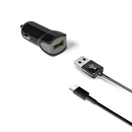 Celly Cargador de Coche Turbo 12W con Cable USB Tipo-C Negro