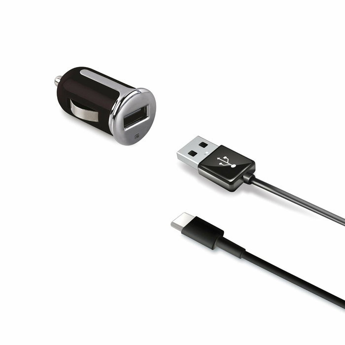 Celly Cargador de Coche USB + Cable USB-C 12W Negro