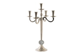 DKD Home Decor Candelabro de Aluminio y Acrílico Cromado Camila