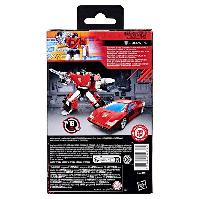 Hasbro Transformers Studio Series Figura Sideswipe Devastation - Videojuego, 11 cm Articulado, Transformable en 16 Pasos con Cañón y Cohete