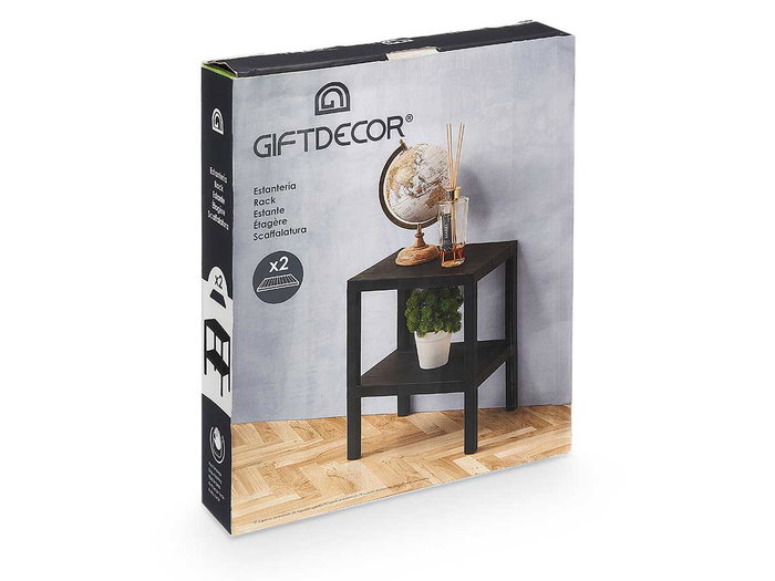 Giftdecor Estantería Plástico Negro 2 Baldas 38x46x32.5 cm (Set de 8)