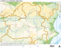 CUMIO Paquete de 50 mapas mudos de Castilla-La Mancha físico
