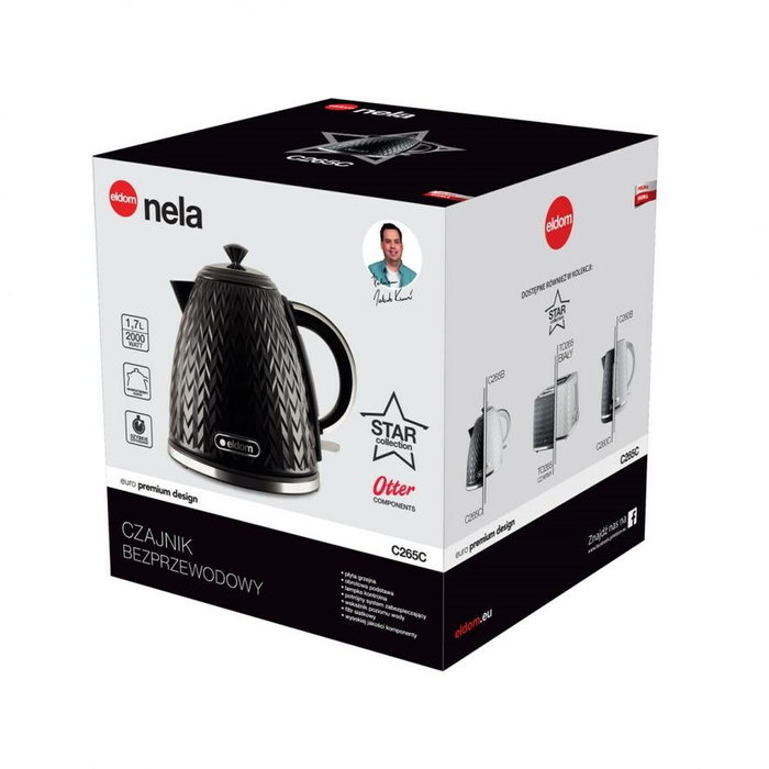 Hervidor Eldom NELA Negro Plástico 1200 W 2000 W 1,7 L Hervidor Eldom NELA Negro Plástico 1200 W 2000 W 1,7 L