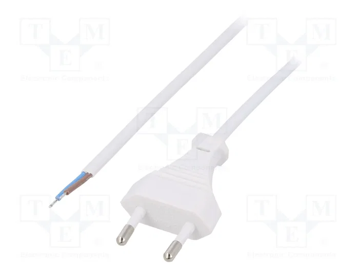 ESPE Cable de alimentación H03VVH2-F 2x0,5mm2 Blanco 1,6m ESPE Cable de alimentación H03VVH2-F 2x0,5mm2 Blanco 1,6m