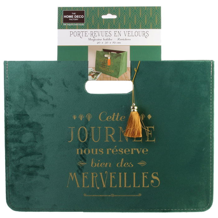 Home Deco Factory Revistero Verde Terciopelo Plegable 30x19x40 cm Almacenamiento Revistas Colección Home Deco Art