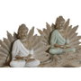 DKD Home Decor Figura de Buda sobre Tronco, Surtido de 2 Piezas, Resina Verde y Blanco