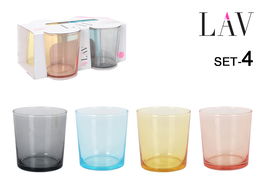 LAV Set 4 Vasos Pinta 340 cc Colores (6 Cajas)