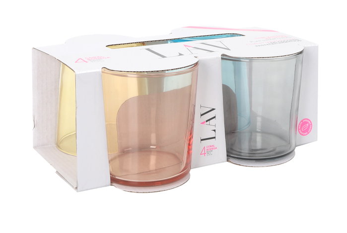 LAV Set de 4 Vasos Pinta Colores 340cc Bodega